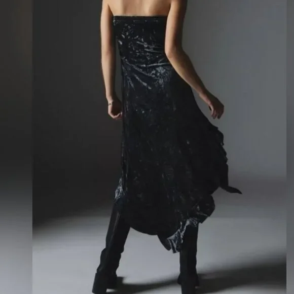 NWT URBAN OUTFITTERS SILENCE + NOISE VELVET MIDI DRESS BLACK WHIMSIGOTH MEDIUM - Picture 4 of 10